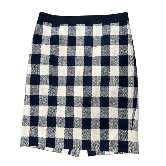 J. Crew Dresses & Skirts - J. Crew Navy & White Gingham Buffalo Plaid Checked Pencil Skirt Size 00